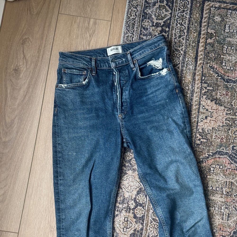 Agolde Dark Blue Straight Leg Jeans